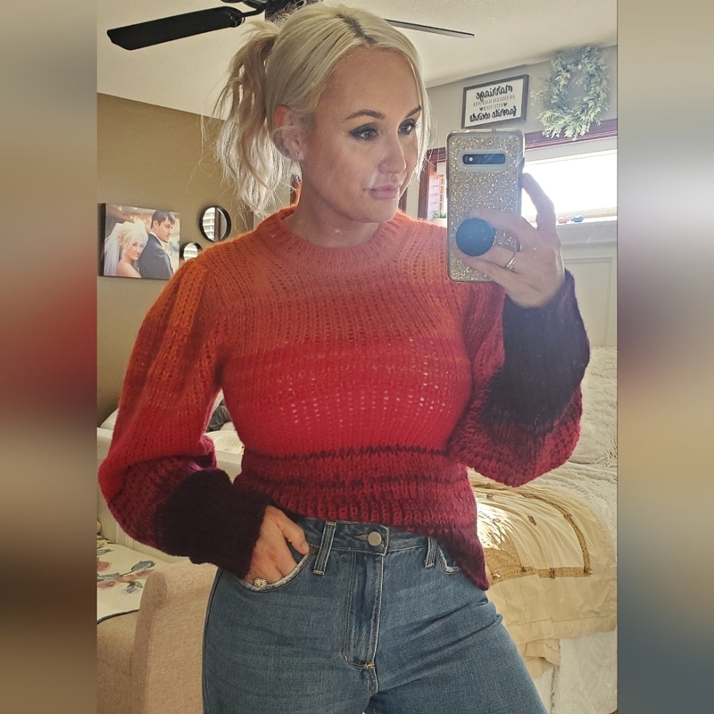 Ulla Johnson Rosalia Pullover Gradient Red Sweate… - image 1